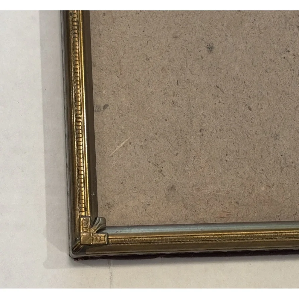 Vintage Gold Tone Bifold Hinged Double Picture Frame Art Deco 8x10